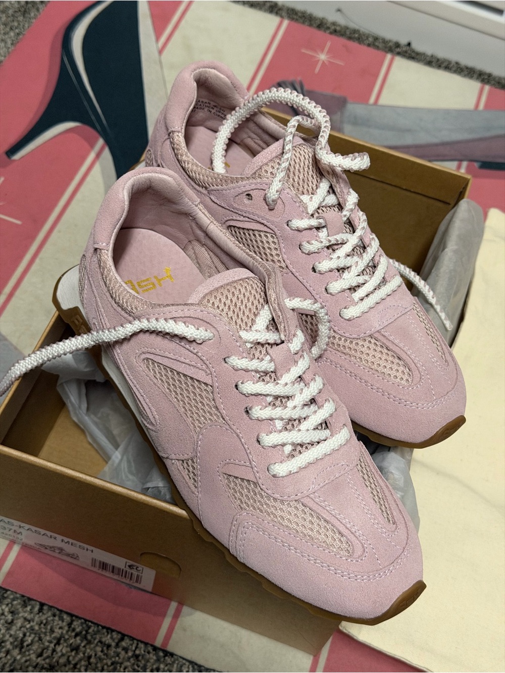 Ash Women's Pink Suede & Mesh Lace-Up Sneakers
